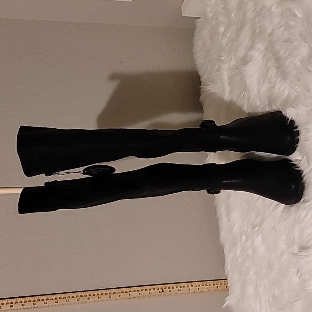 300) Style & Co. Womens Kimmball Faux Leather Wide Calf Knee-High Boots size 7WC